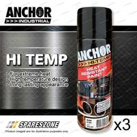 3 x Anchor Hi Temp Black Paint 300 Gram Coating For Heat-Resistant Surfaces
