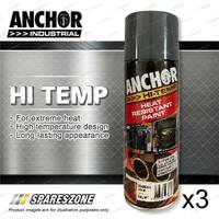 3 x Anchor Hi Temp Charcoal Paint 300 Gram Coating For Heat-Resistant Surfaces