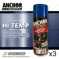 3 x Anchor Hi Temp Blue Paint 300 Gram Coating For Heat-Resistant Surfaces