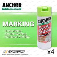 4 x Anchor Spot Survey Green Fluorescent Marking Spray Paint 350 Gram Durability