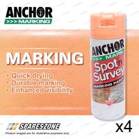 4 Anchor Spot Survey Orange Fluorescent Marking Spray Paint 350 Gram Durability