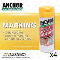 4 Anchor Spot Survey Yellow High-Visibility Marking Spray Paint 350G Durability