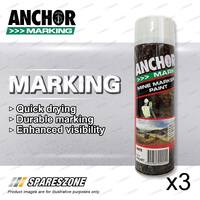 3 x Anchor Mine Marker White Non Flammable Marking Paint 400G Clear and Durable