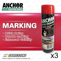 3x Anchor Mine Marker Red Non Flammable Marking Paint 400 Gram Clear and Durable