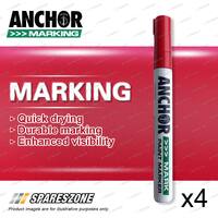 4 pc Anchor Paint Marker Red Marker Pen Used For Various Applications