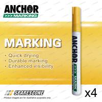 4 pc Anchor Paint Marker Yellow Marker Pen Used For Various Applications