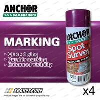 4 Anchor Spot Survey Purple Fluorescent Marking Spray Paint 350 Gram Durability