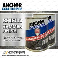 2 Packets of Anchor Shield Hammer Finish Black Paint 1L Durable Protective