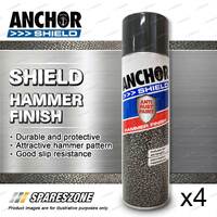 4 Packets of Anchor Shield Hammer Finish Black Aerosol Paint 400 Gram Durable