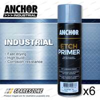 6 Packets of Anchor Industrial Etch Primer Grey Aerosol Paint 400g Fast Drying