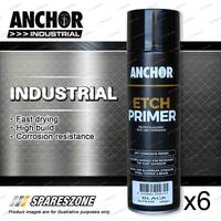 6 Packets of Anchor Industrial Etch Primer Black Aerosol Paint 400g Fast Drying