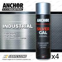 4 Packets of Anchor Industrial Silver Gal Aerosol Paint 400 Gram Fast Drying