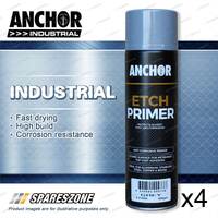 4 Packets of Anchor Industrial Etch Primer Grey Aerosol Paint 400g Fast Drying
