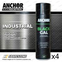 4 Packets of Anchor Industrial Black Gal Aerosol Paint 400 Gram Fast Drying