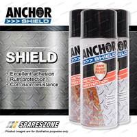 3 Packets of Anchor Shield Gloss Black Aerosol Paint 300 Gram Rust Prevention