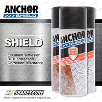 3 Packets of Anchor Shield Matt Black Aerosol Paint 300 Gram Rust Prevention