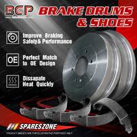BCP Rear Brake Drums + Brake Shoes for Peugeot 306 1.8L Non-ABS With Girling