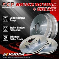 BCP Front + Rear Brake Rotors Drums for Holden Commodore VB VC VL 6Cyl V8