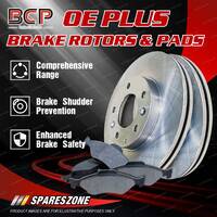 BCP Rear Disc Brake Rotors + Brake Pads Set for Volkswagen Touareg 2002 - On