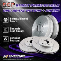 BCP Front + Rear Slotted Brake Rotors Drums for Nissan 200B 810 Import Local
