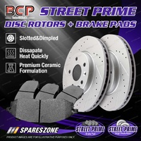 Front Slotted Disc Rotors + Ceramic Brake Pads for Mitsubishi Cordia AA AB 1.6L
