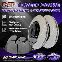 Rear Slotted Disc Rotors + Ceramic Brake Pads for Subaru Impreza GD GG 2.0L 2.5L