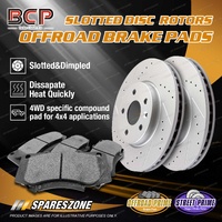 Front Slotted Rotors + 4WD Brake Pads for Ford Everest UA P5AT YNWS 2.0L 3.2L