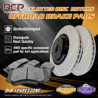 BCP Front Slotted Rotors + 4WD Disc Brake Pads for Ford Courier PG PH 4WD
