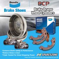 Rear BCP Brake Drums + Wheel Cylinders + Bendix Shoes for Ford Festiva WA 91-94