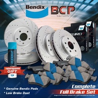 Front Slotted Brake Rotors + Rear Bendix EURO+ Pads for VW Tiguan 162 TSI 5N