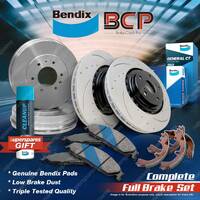 F + R BCP Slotted Brake Rotors Drums Bendix Pads Shoes for Toyota Cressida MX62