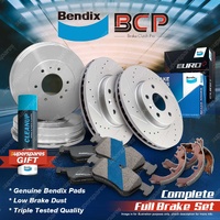 F + R Slotted Brake Rotors Drums Brake Pads Shoes for Peugeot 306 N3 N5 7A 7C