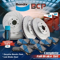 F + R Slotted Rotors Brake Pads for Toyota Kluger GSU50R GSU55R 3.5L 2014-On