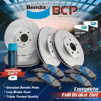 F + R Slotted Rotors Bendix Brake Pads for Volkswagen Multivan 7H 7E N M F 2E3