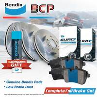 F + R Rotors Bendix Brake Pads for Peugeot 207 WC WA 1.6L With Brg & ABS Ring