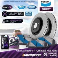 Bendix ULT Rear Disc Rotors + Brake Pads for BMW X5 E70 F15 F85 xDrive 30d