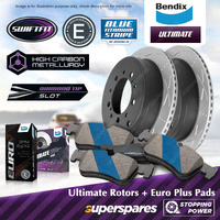 Bendix Rear ULT Rotors + Euro+ Brake Pads for Audi A3 8VF 8VK 8VS 8VE Q3 F3B F3N