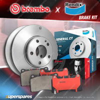 Rear Bendix Disc Rotors Brembo Brake Pads for Kia Rio JB 1.4L 1.6L FWD 2005-2011
