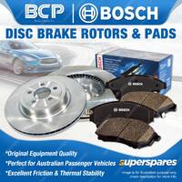 Front BCP Disc Rotors + Bosch Brake Pads for Holden Astra TR 1.6L 1995-1998