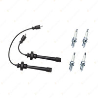 Bosch Ignition Leads + 4 x Denso Iridium Power Spark Plugs for Mitsubishi Galant