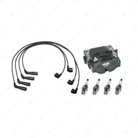 NGK Spark Plugs Coil + Bosch Leads Kit for Toyota Hiace RZH125R 2RZ 2.4L 4Cyl