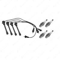 4 x NGK Spark Plugs + Bosch Ignition Leads Kit for Toyota Landcruiser RZJ95 LPG