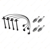 4 x NGK Spark Plugs + Bosch Ignition Leads Kit for Toyota Caldina ST215R ST215