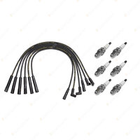 6 x NGK Spark Plugs + Bosch Ignition Leads Kit for Ford Fairmont Falcon AU1 LPG