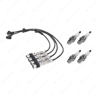 4 x NGK Spark Plugs + Bosch Ignition Leads Kit for Audi A3 8L 8P 1.6L I4 8v 75kW