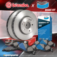 Front Brembo Brake Rotors Bendix Pads for Mitsubishi Colt CA5A 1.8 GTi 16V 92-96