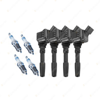 Bosch 4 Spark Plugs+4 Ignition Coils for Audi A4 A5 B8 8K 8T 8F 1.8L I4 12-17