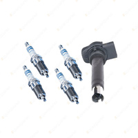 Bosch 4 Spark Plugs+Ignition Coil for Audi A4 B8 8K A5 8T 8F S3 8P TTS 1.8L 2.0L