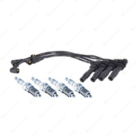 Bosch 4 Spark Plugs+Lead Kit for Volkswagen Polo 6N 1.4L I4 16V AHW 55KW 00-01