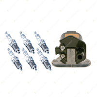 Bosch 6 Spark Plugs+Ignition Coil for BMW 525i 535i 730i 735i E34 E32 I6 87-93